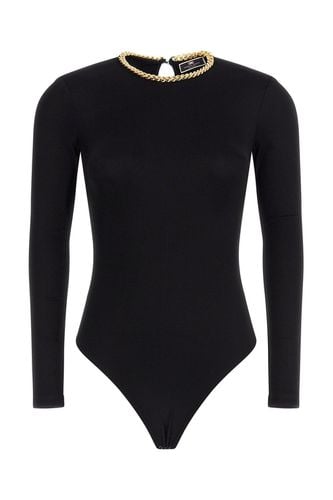 Chain Embellished Crewneck Bodysuit - Elisabetta Franchi - Modalova