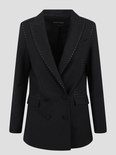 The Black Wool And Crystals Bianca Blazer - Hebe Studio - Modalova