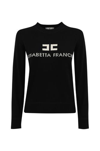 Cashmere Blend Sweater With Logo - Elisabetta Franchi - Modalova