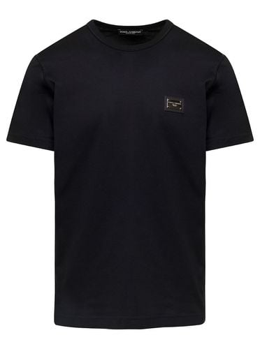 T-shirt With Logo Tag Detail On The Front In Cotton Man - Dolce & Gabbana - Modalova