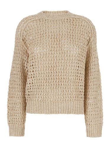 Sweater With Micro Sequins In Mesh Knit Woman - Brunello Cucinelli - Modalova