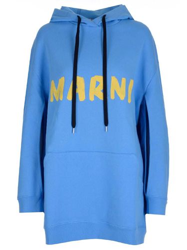 Logo Printed Drawstring Hoodie - Marni - Modalova