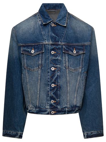 Denim Jacket With Logo Patch And Contrasting Stitching In Cotton Denim Man - Kenzo - Modalova