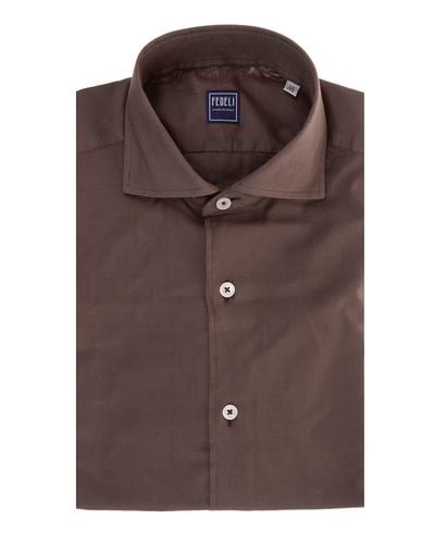 Fedeli Sean Shirt In Brown Panamino - Fedeli - Modalova