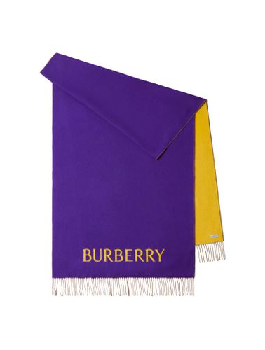 Logo Embroidered Fringed-edge Scarf - Burberry - Modalova