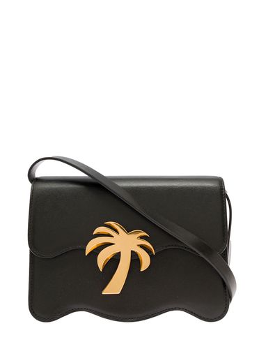 Palm Beach Medium Shoulder Bag With Palm Tree Silhouette In Leather Woman - Palm Angels - Modalova