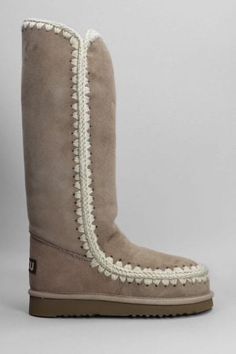 Eskimo 40 Low Heels Boots In Taupe Suede - Mou - Modalova