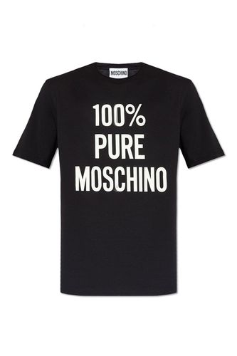 Slogan Printed Crewneck T-shirt - Moschino - Modalova
