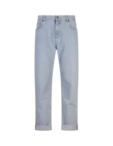 Light Denim Regular Fit Jeans - Balmain - Modalova