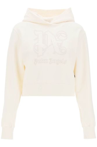 Cropped Hoodie With Monogram Embroidery - Palm Angels - Modalova