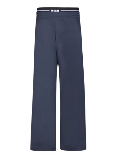 MSGM Logo Waistband Ble Trousers - MSGM - Modalova