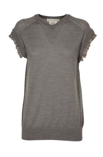 Rear Logo Applique V-neck Knit Top - Philosophy di Lorenzo Serafini - Modalova