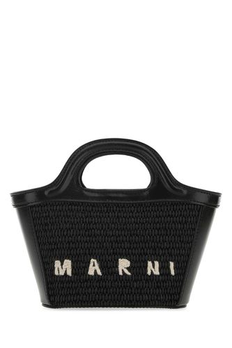 Black Leather And Straw Micro Tropicalia Summer Handbag - Marni - Modalova