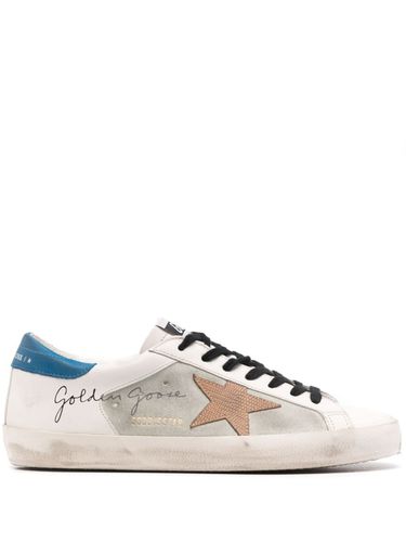 Super Star Leather And Suede Upper Lizard Printed Star Nabuk Heel - Golden Goose - Modalova