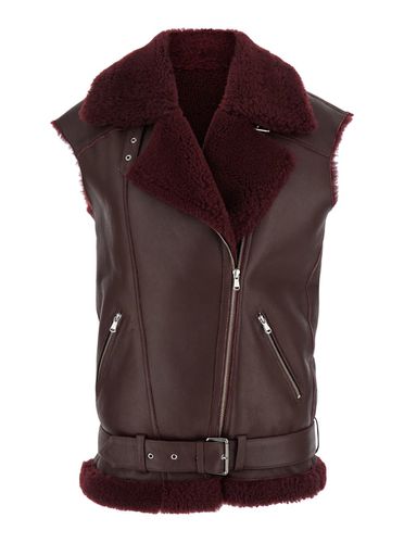 Vest With Wide Notched Revers In Leather Woman - Federica Tosi - Modalova