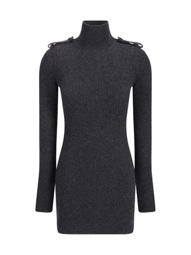 Ribbed Knit Mini Dress In Melange Grey - Alexander McQueen - Modalova