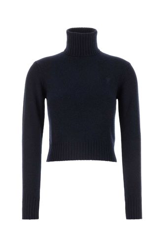 Navy Blue Cashmere Blend Sweater - Ami Alexandre Mattiussi - Modalova