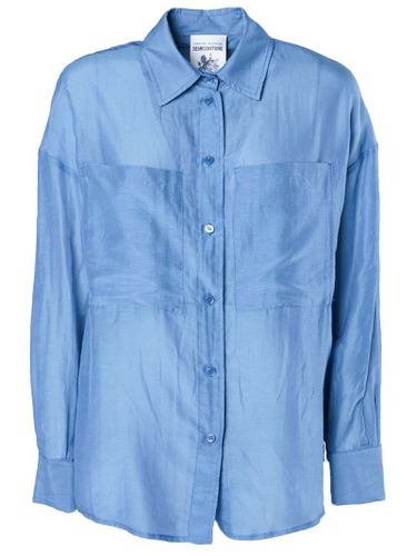 SEMICOUTURE Blue Silk Blend Shirt - SEMICOUTURE - Modalova
