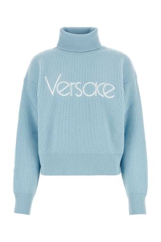 Versace Light Blue Wool Sweater - Versace - Modalova