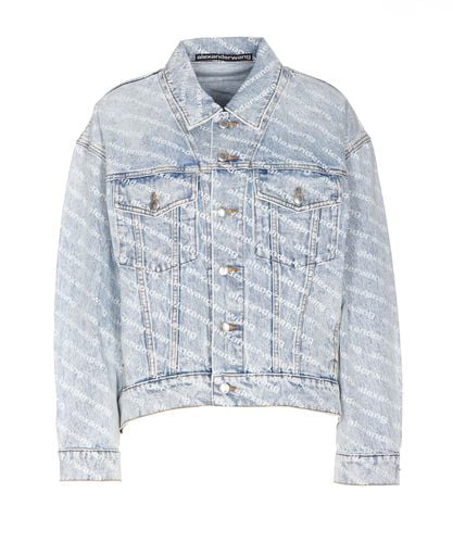 All Over Logo Denim Jacket - Alexander Wang - Modalova