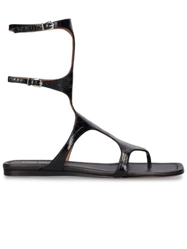 Sandal In Black Croc-embossed Leather - Paris Texas - Modalova