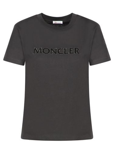 Moncler Logo Black Cotton T-shirt - Moncler - Modalova