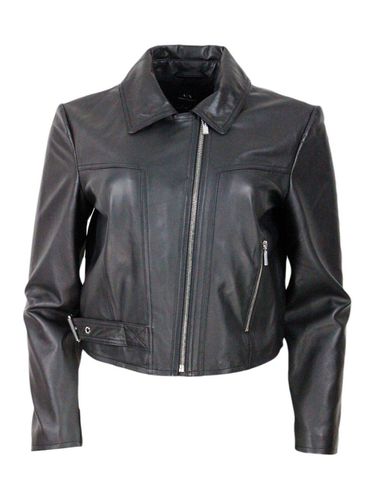 Zipped Buckle-fastened Leather Jacket - Armani Collezioni - Modalova