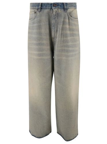 Light Indigo Baggy Jeans With Logo Patch In Cotton Denim Man - Balenciaga - Modalova