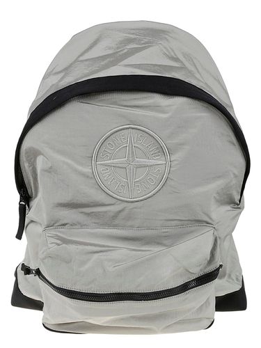 Compass Embroidered Zipped Backpack - Stone Island - Modalova