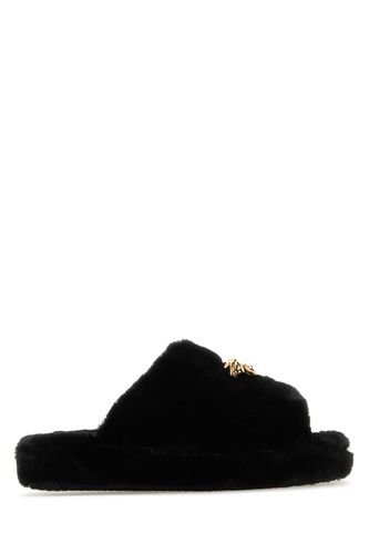 Versace Black Eco Fur Slippers - Versace - Modalova
