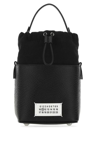 Black Leather And Canvas Mini 5ac Bucket Bag - Maison Margiela - Modalova