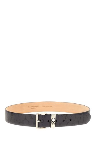 Charcoal Leather Belt - Alexander McQueen - Modalova