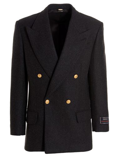 Cashmere Wool Double Breast Blazer Jacket - Gucci - Modalova