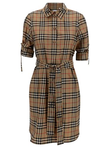 Mini Dress With Matching Belt And Check Print In Cotton Woman - Burberry - Modalova