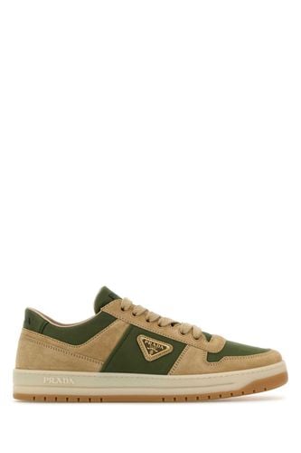 Two-tone Suede And Fabric Downtown Sneakers - Prada - Modalova