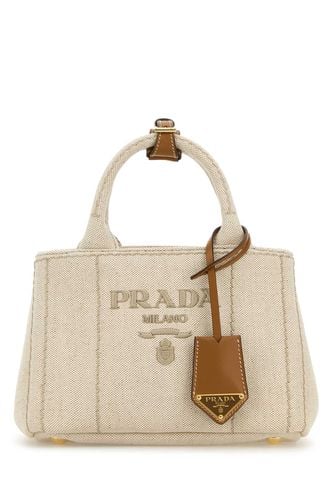 Prada Sand Canvas Shopping Bag - Prada - Modalova