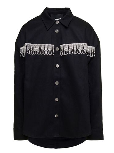Oversized Shirt With Rhinestone Fringes And Logo Detail In Cotton Woman - Rotate by Birger Christensen - Modalova