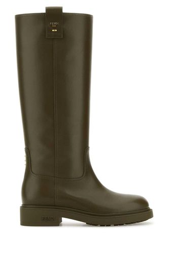 Fendi Army Green Leather Filo Boots - Fendi - Modalova