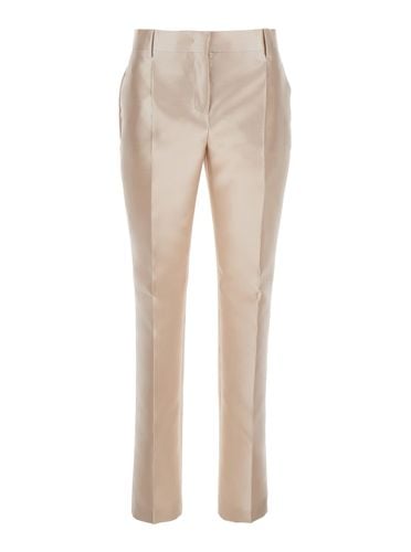 Mikado White Pants With Pences On The Front In Cotton Stretch Woman - Alberta Ferretti - Modalova