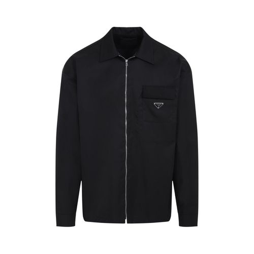 Prada Logo Plaque Zip-up Shirt - Prada - Modalova