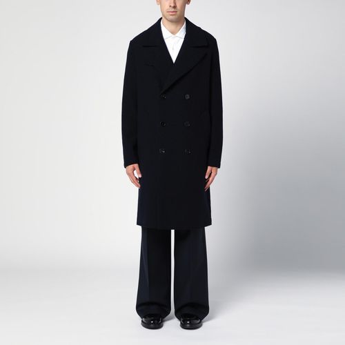 Navy Blue Double-breasted Wool Coat - Harris Wharf London - Modalova