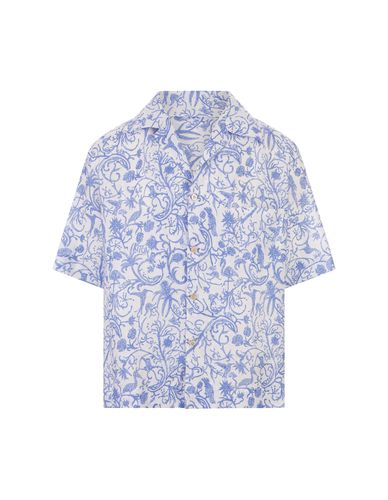 Short-sleeved Shirt In Printed Linen - Kiton - Modalova