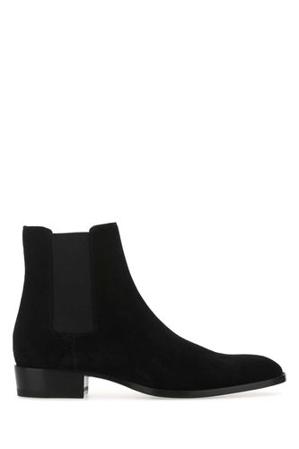 Black Suede Wyatt Ankle Boots - Saint Laurent - Modalova