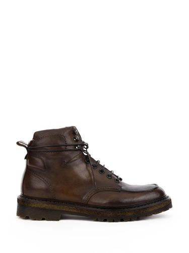 Mahogany Leather Lace-up Ankle Boot - Corvari - Modalova