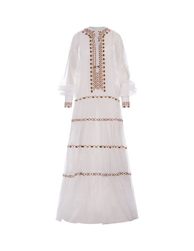 Muslin Long Dress With Ethnic Embroidery - Ermanno Scervino - Modalova