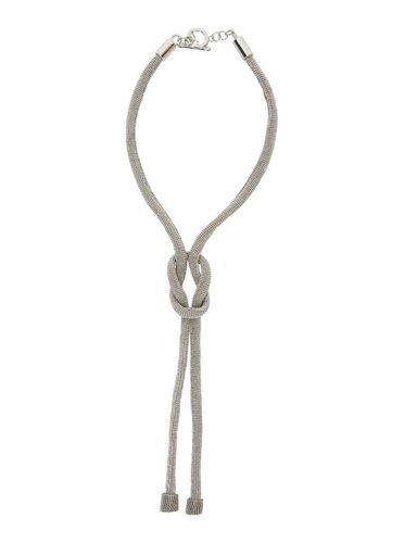 Silver Colored Necklace With Knot And Draping Detail In Brass Woman - Fabiana Filippi - Modalova