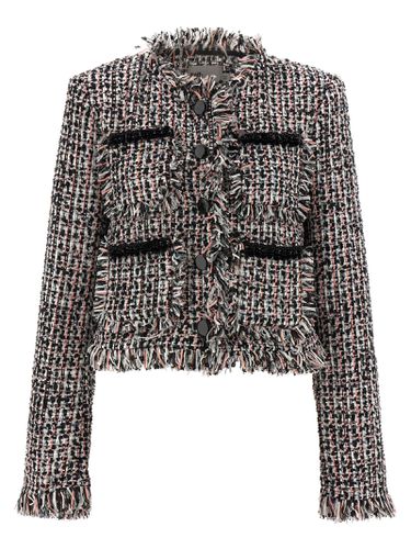 Black Fringed Boucle Short Jacket - self-portrait - Modalova