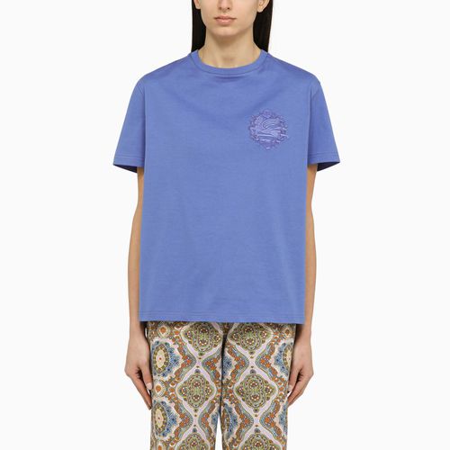 Cornflower-coloured Crew-neck T-shirt With Logo In Cotton - Etro - Modalova