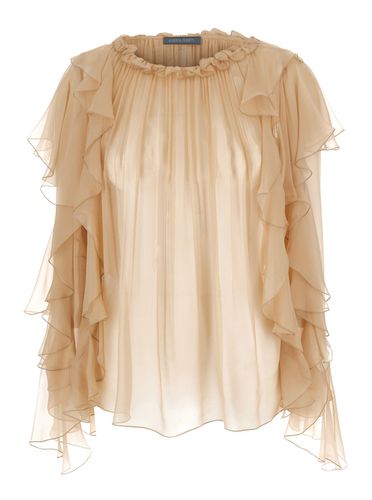 Shirt With Ruffle Detail In Silk Chiffon Woman - Alberta Ferretti - Modalova