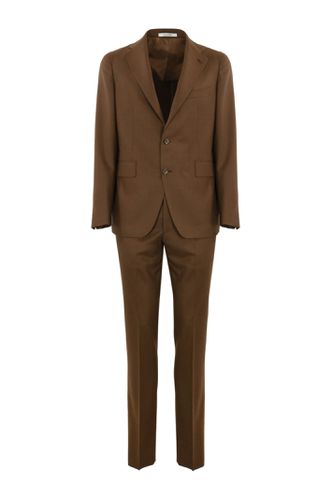 Single-breasted Brown Wool Suit - Tagliatore - Modalova